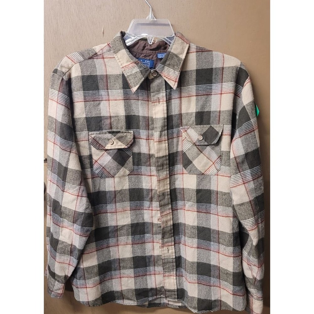 Vintage Sears Western Flannel Acrylic Button Shirt Korea‎ Brown Size XL